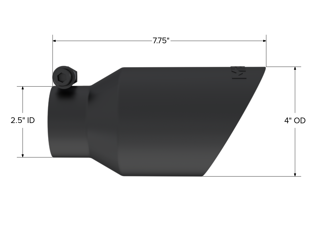 Exhaust Tip 4 Inch O.D. Dual Wall Angled Black Fits Aluminized Steel 2 1/2 Inch Systems MBRP