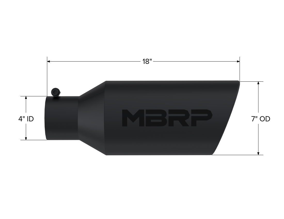 Exhaust Tip 7 Inch O.D. Rolled End 4 Inch Inlet 18 Inch Length Black Coated MBRP