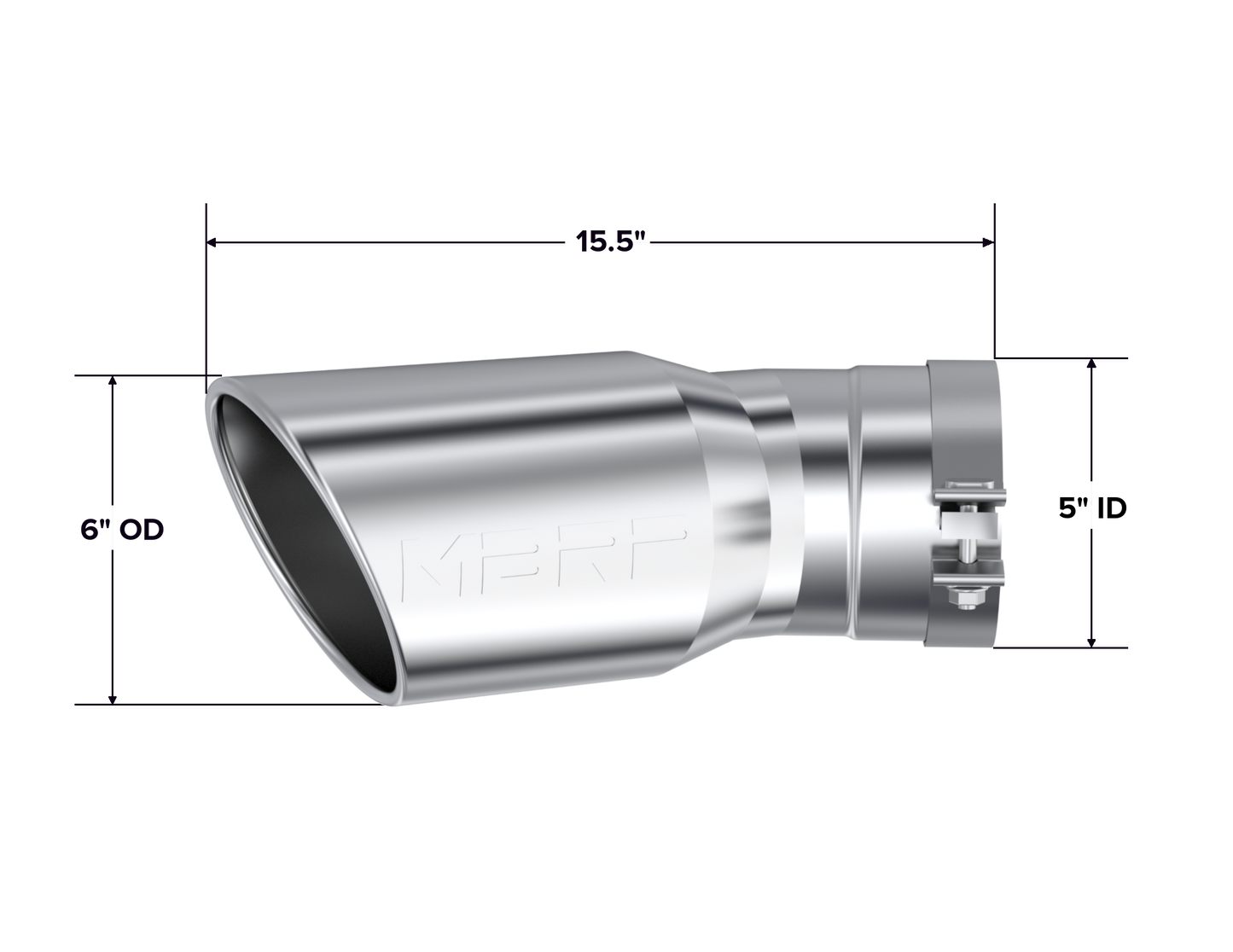 2015-UP Chevrolet/ GMC 2500/ 3500 Duramax Exhaust Tip 6 Inch O.D. Angled Rolled End 5 Inch Inlet 15 1/2 Inch Length 30 Degree Bend T304 Stainless Steel MBRP