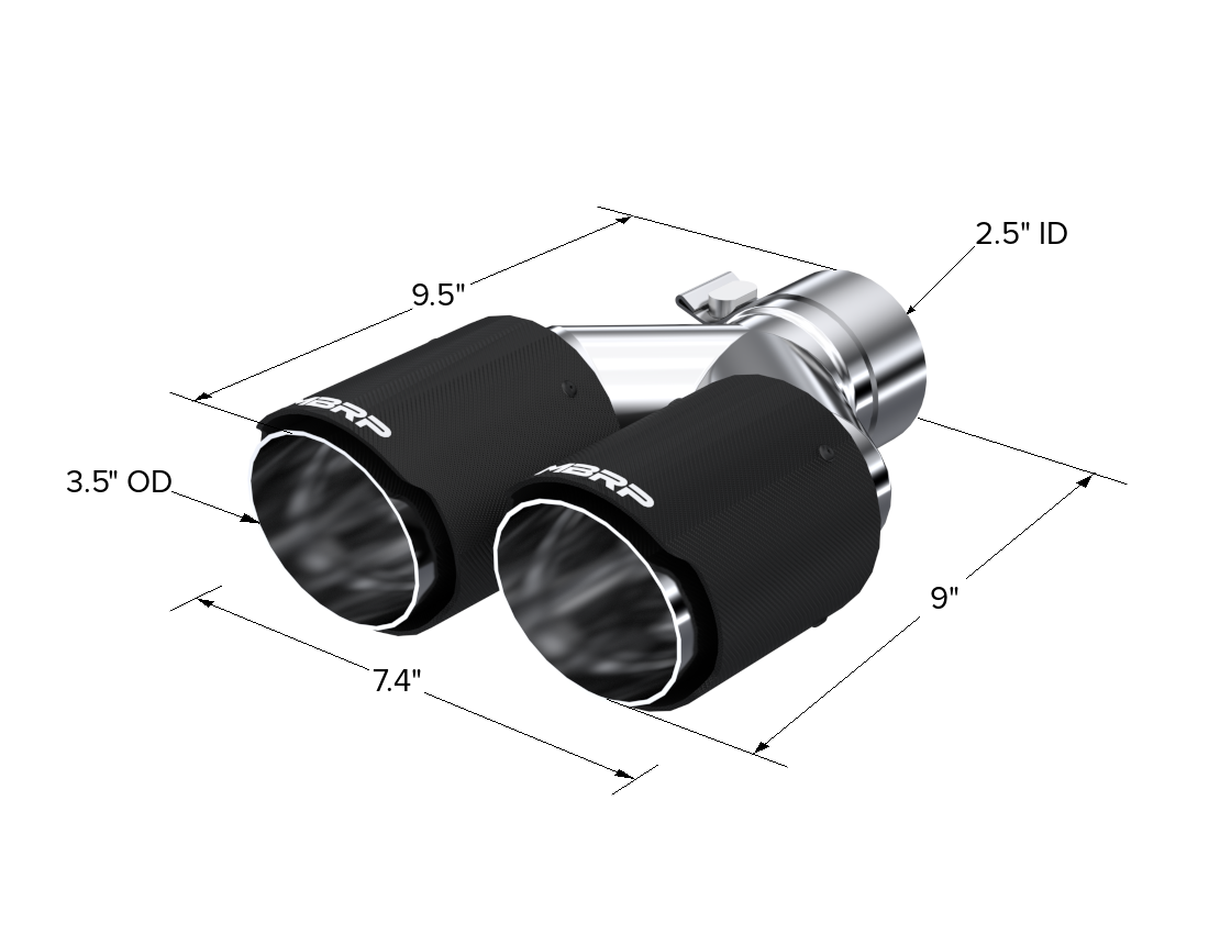 Carbon Fiber Tip 2.5 Inch ID Dual 3.5 Inch OD Out 9.45 Inch Length Dual Wall MBRP