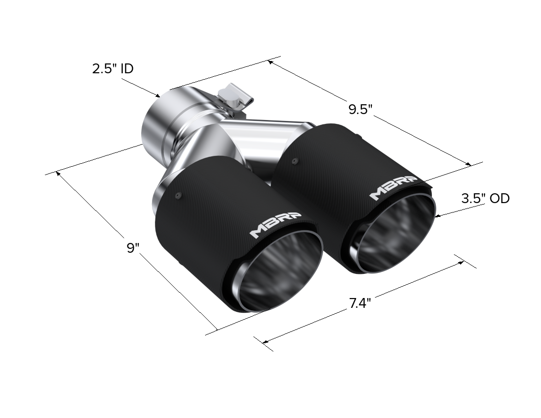 Carbon Fiber Tip Pro Series 2.5 Inch ID Dual 3.5 Inch OD Out 9.45 Length Dual Wall MBRP