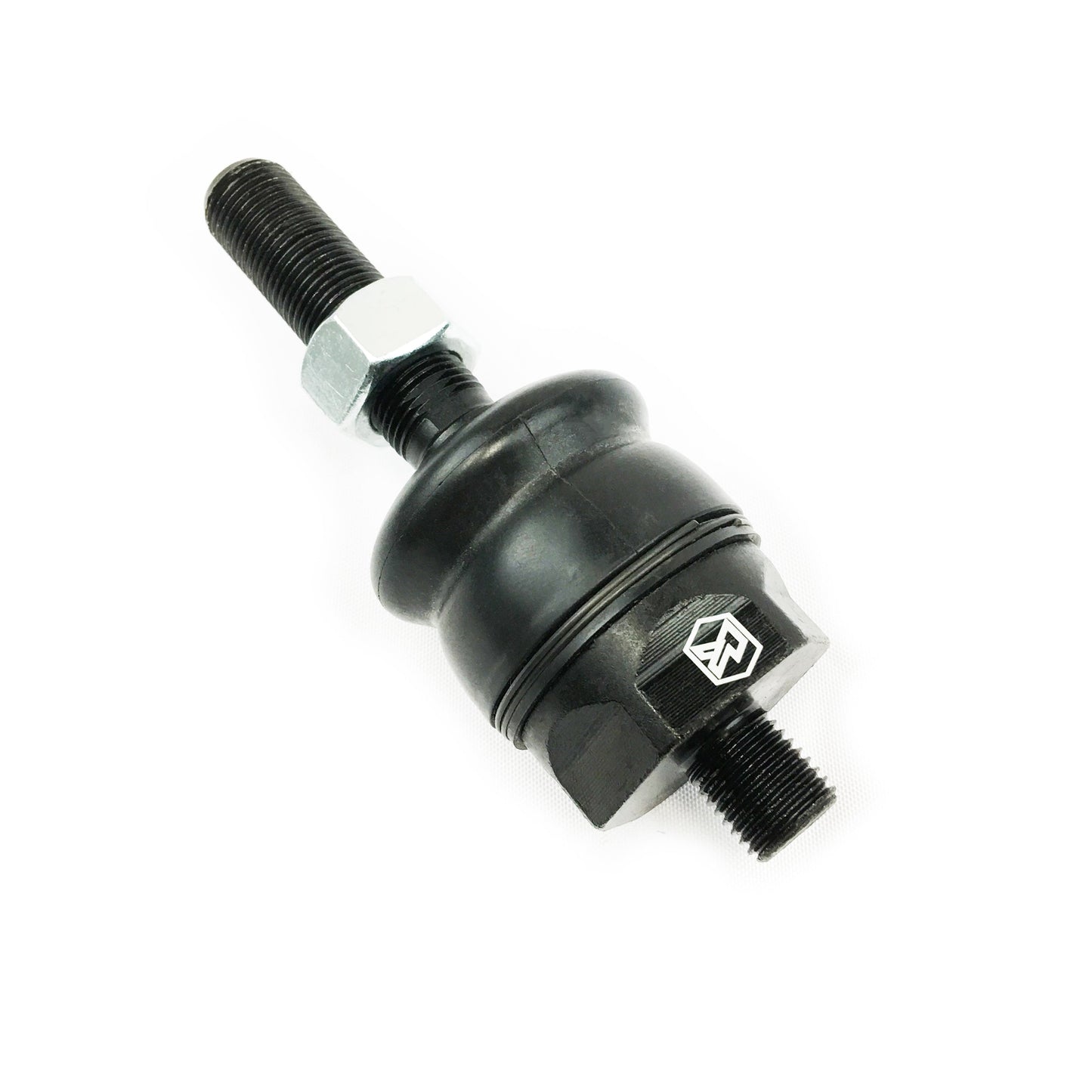 A black Kryptonite Utv Death Grip Inner Tie Rod End, designed for use in various UTV models, with visible threaded ends and mounting flanges.
