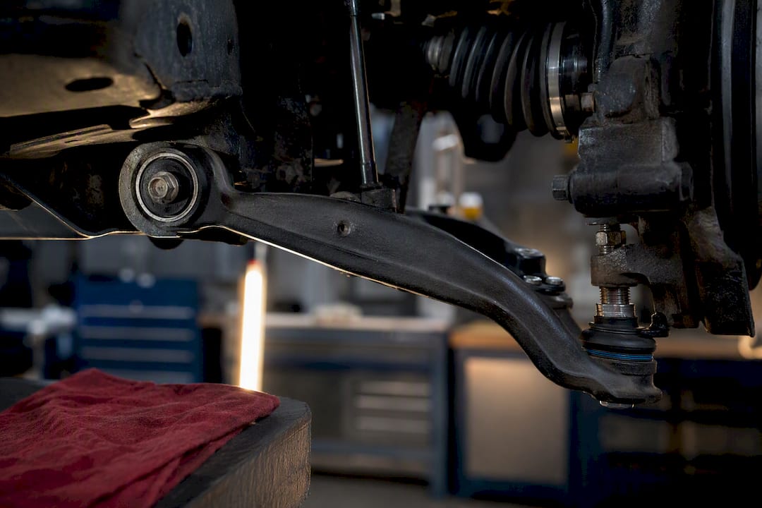 Close-up of truck control arm suspension