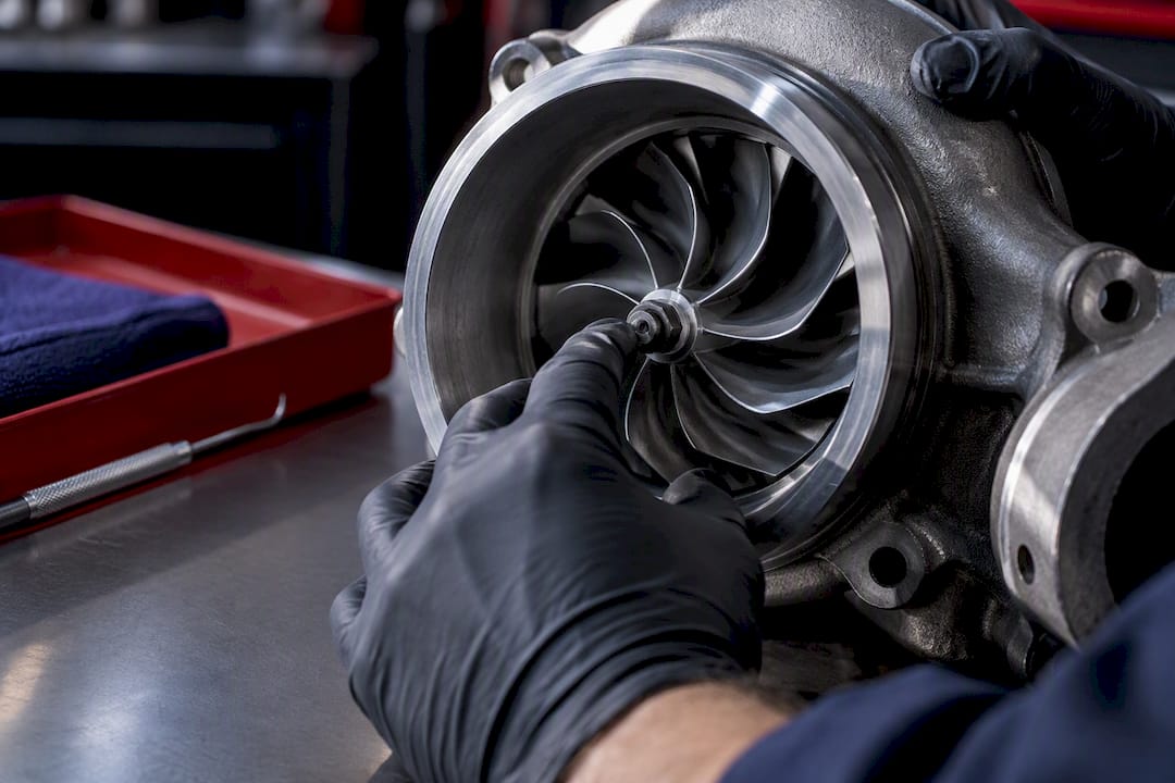 Exposed compressor wheel inside turbo housing