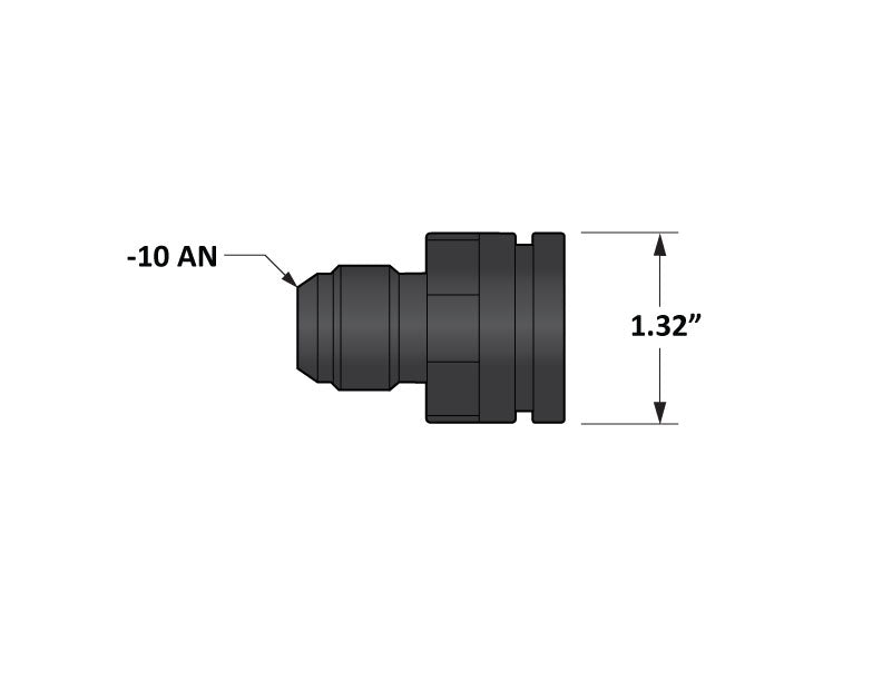 Adapter fitting, -10AN Male to 1.325" bore