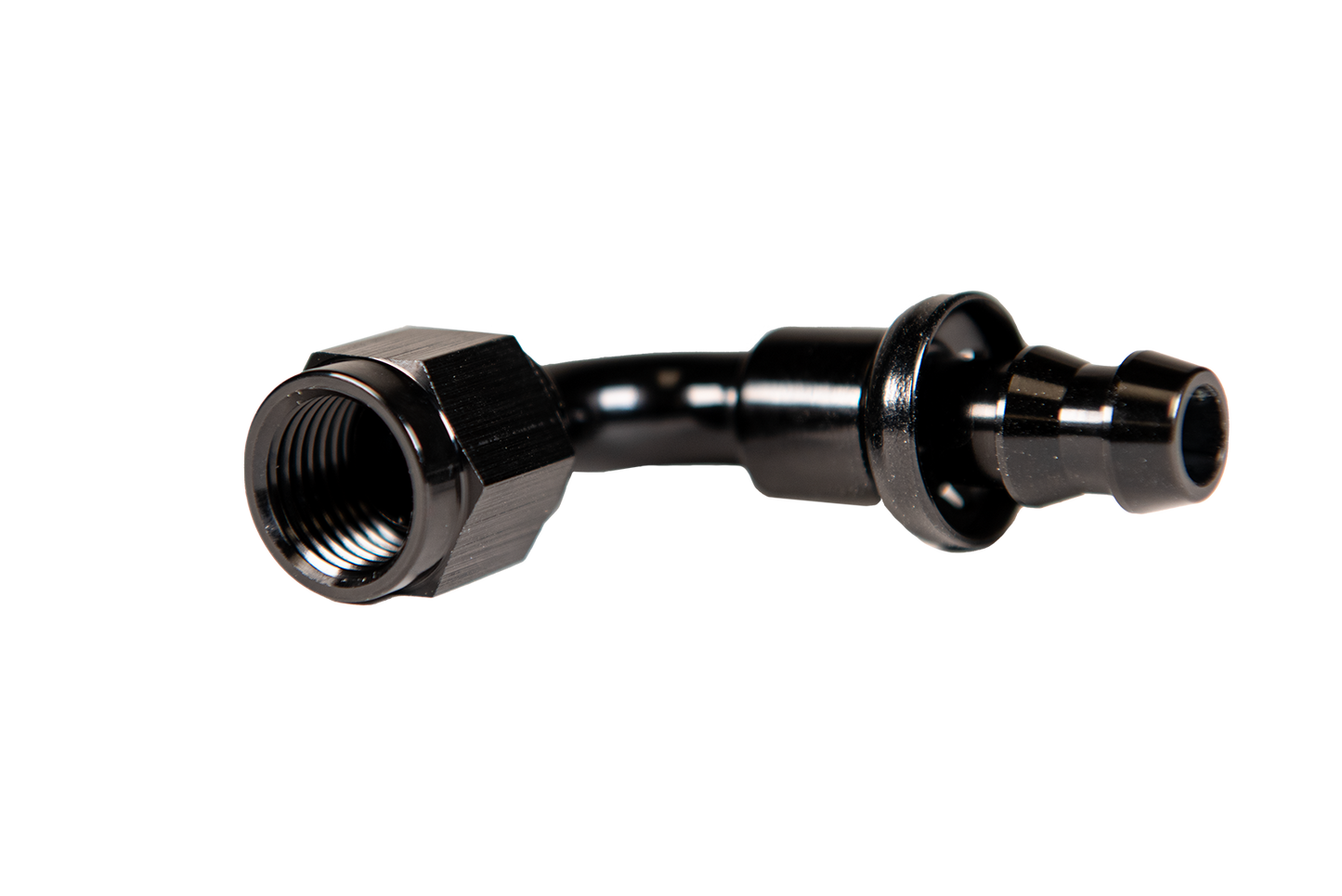 -8 90deg to Hose Barb Black