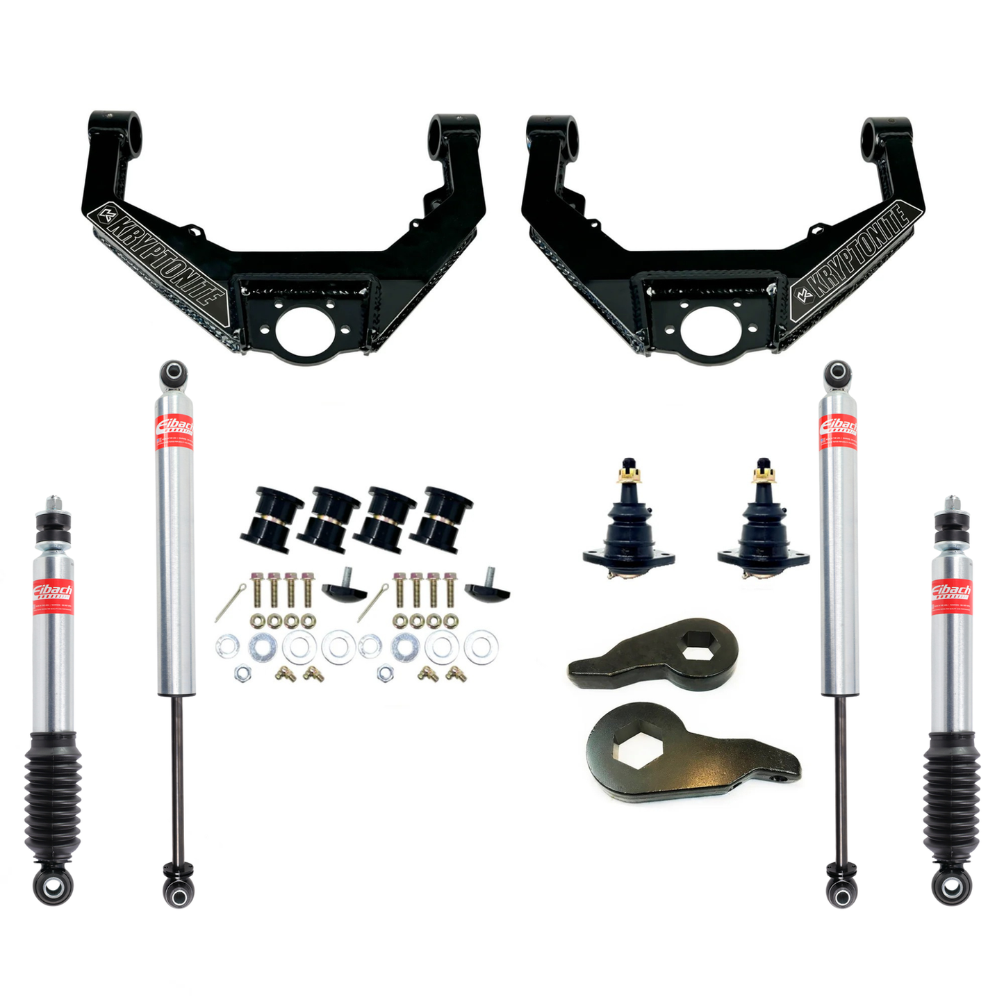 KRYPTONITE STAGE 3 LEVELING KIT WITH EIBACH SHOCKS FOR 2001–2010 CHEVY/GMC HD TRUCKS & 2002–2009 HUMMER H2