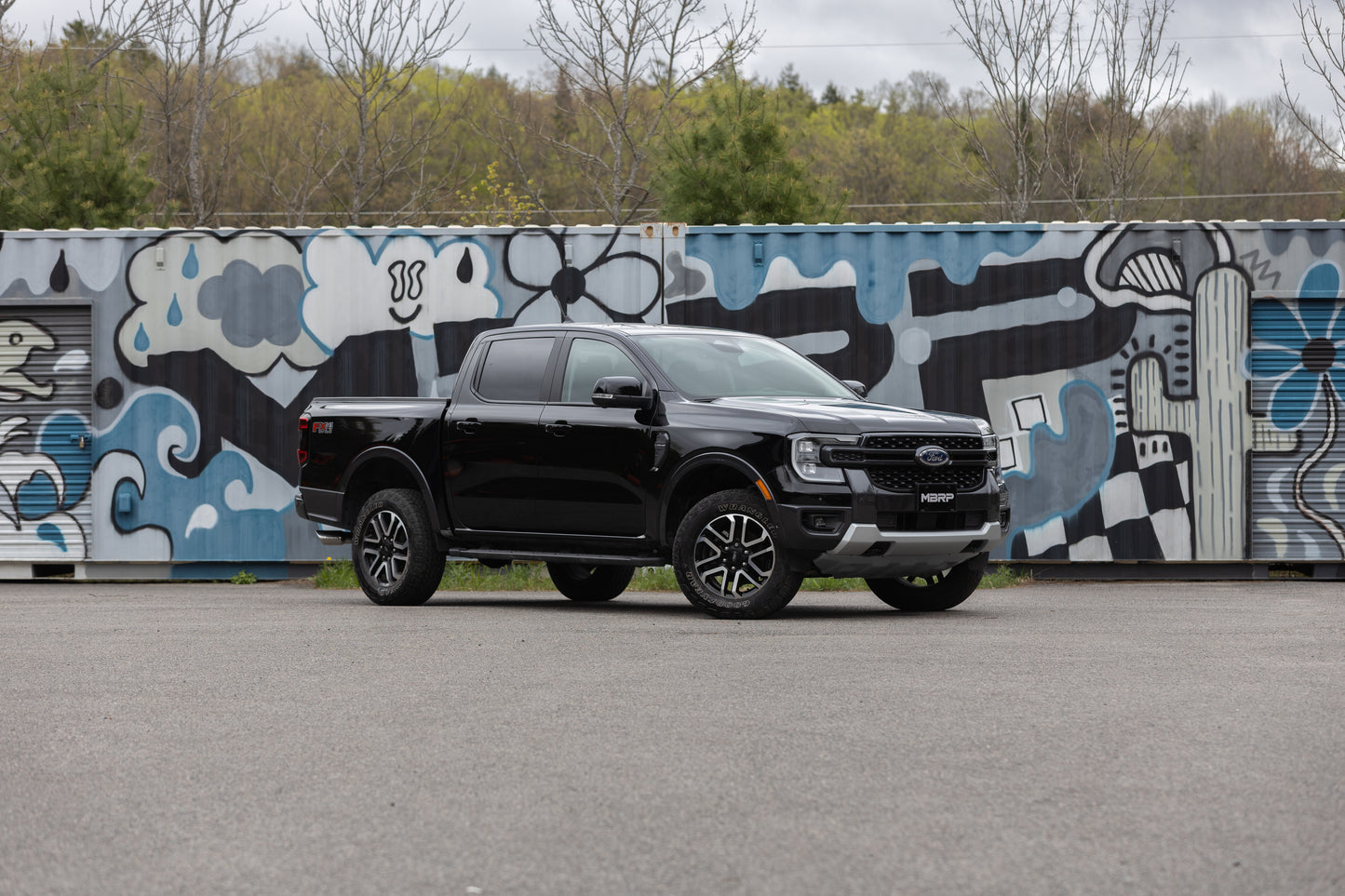 2024-Up Ford Ranger 2.3L Ecoboost Armor BLK Black-Coated Aluminized Steel 3-Inch Cat-Back Single Side Exit with Black Tip MBRP
