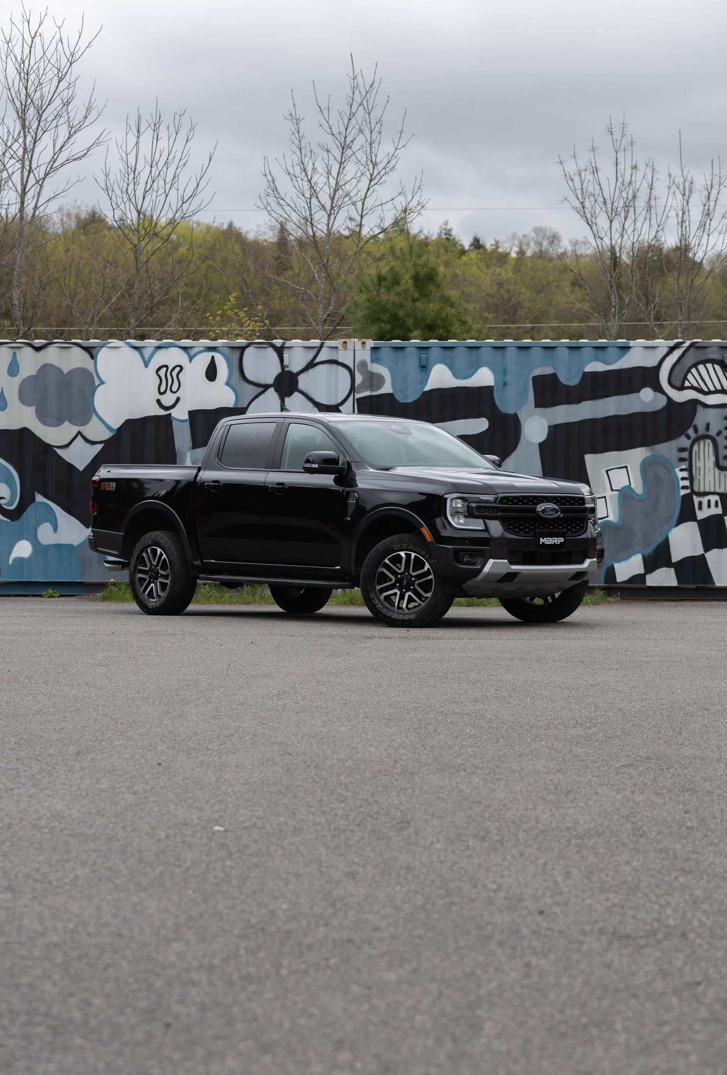 2024-Up Ford Ranger 2.3L Ecoboost Armor BLK Black-Coated Aluminized Steel 3-Inch Cat-Back Single Side Exit with Black Tip MBRP