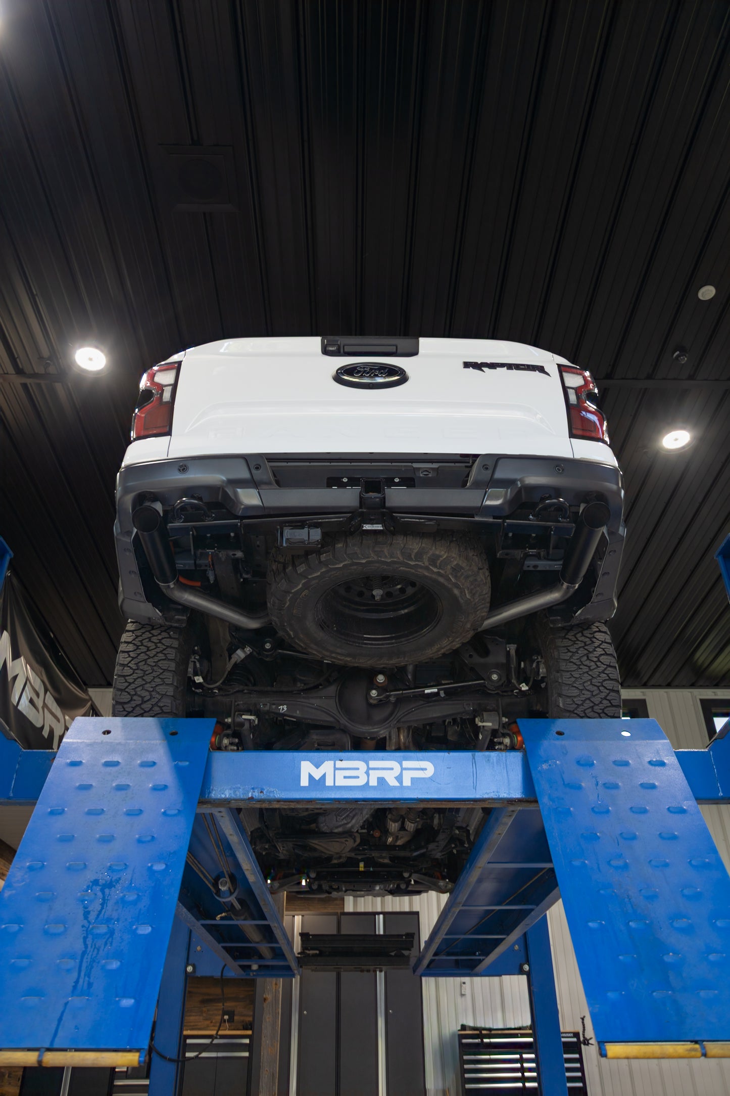 24-Present Ford Ranger Raptor 3.0L EcoBoost, Armor BLK 3-Inch Axle-Back Dual Rear Turn-Down MBRP