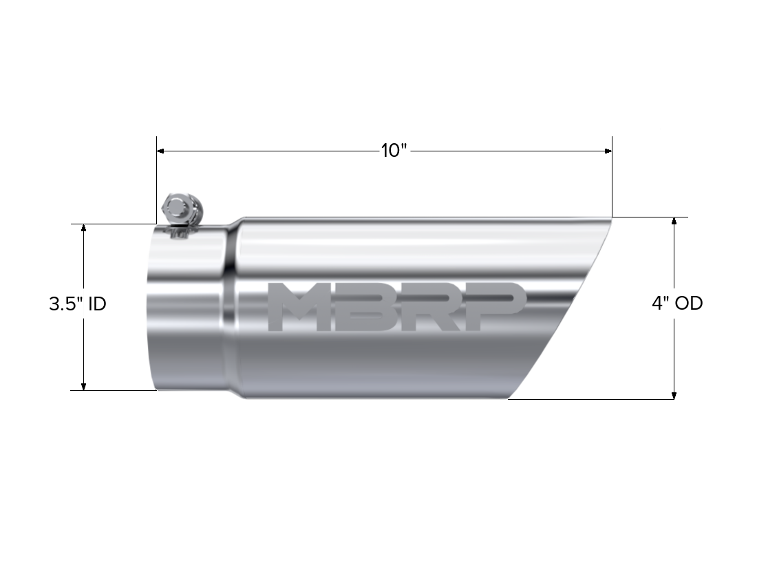 Exhaust Tip 4 Inch O.D. Dual Wall Angled 3 1/2 Inch Inlet 10 Inch Length T304 Stainless Steel MBRP