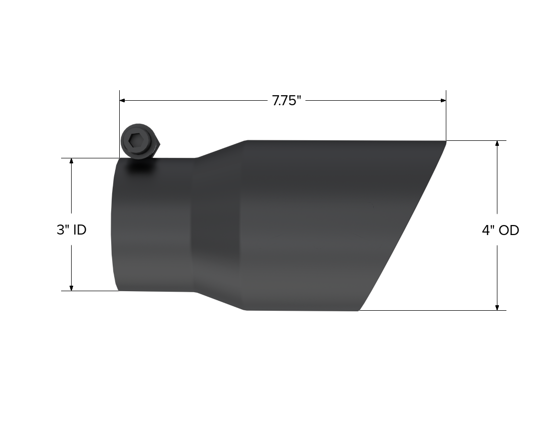 Exhaust Tip 4 Inch O.D. Dual Wall Angled Rolled End Black Fits Aluminized Steel 3 Inch Systems MBRP