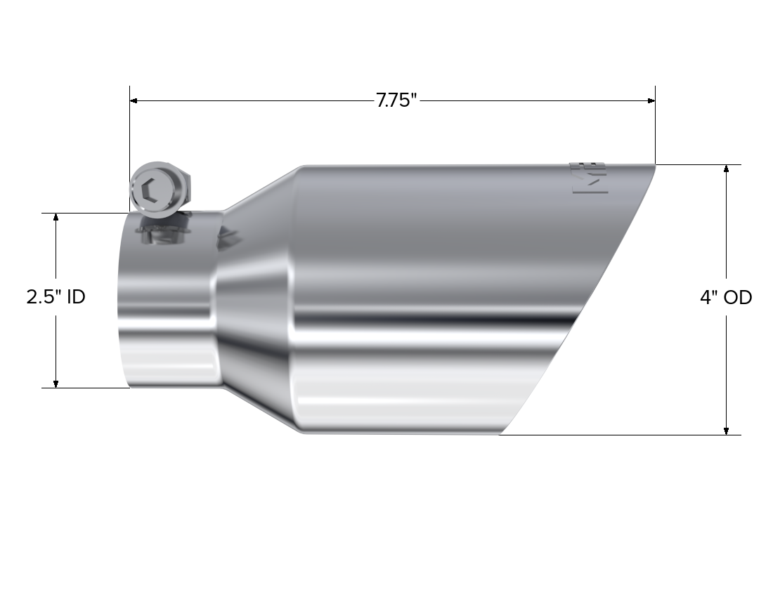 Exhaust Tip 4 Inch O.D. Dual Wall Angled Fits Aluminized Steel 2 1/2 Inch Systems MBRP