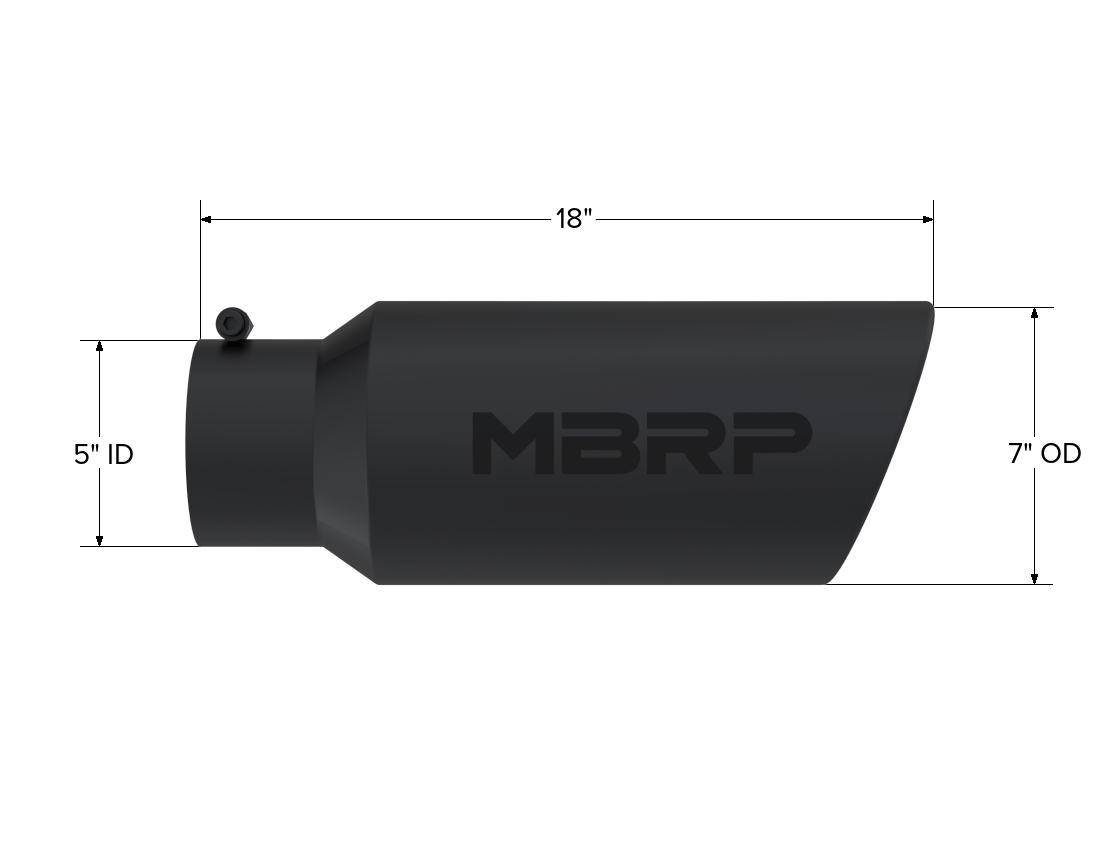 Exhaust Tip 7 Inch O.D. Rolled End 5 Inch Inlet 18 Inch Length Black Finish MBRP