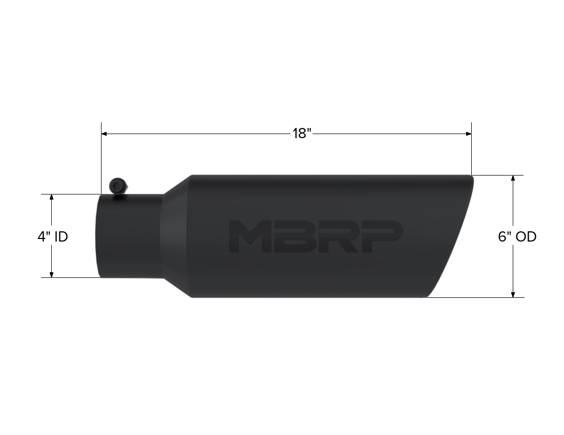 Exhaust Tip 6 Inch O.D. Rolled End 4 Inch Inlet 18 Inch Length Black Finish MBRP
