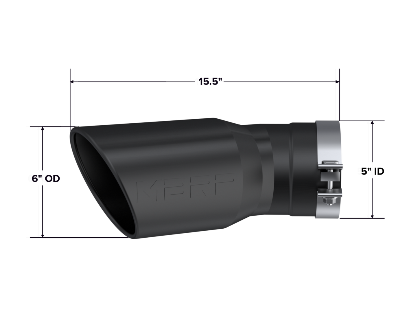 2015-Up Chevrolet/ GMC 2500/ 3500 Duramax Exhaust Tip 6 Inch O.D. Angled Rolled End 5 Inch Inlet 15 1/2 Inch Length 30 Degree Bend Black MBRP