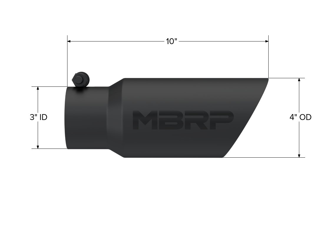 Exhaust Tip 4 Inch O.D. Dual Wall Angled 3 Inch Inlet 10 Inch Length Black MBRP