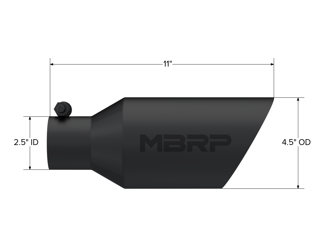 Exhaust Tip 4 1/2 Inch O.D. Dual Wall Angle Rolled End 2.5 Inch Inlet 11 Inch Length Black Coated MBRP